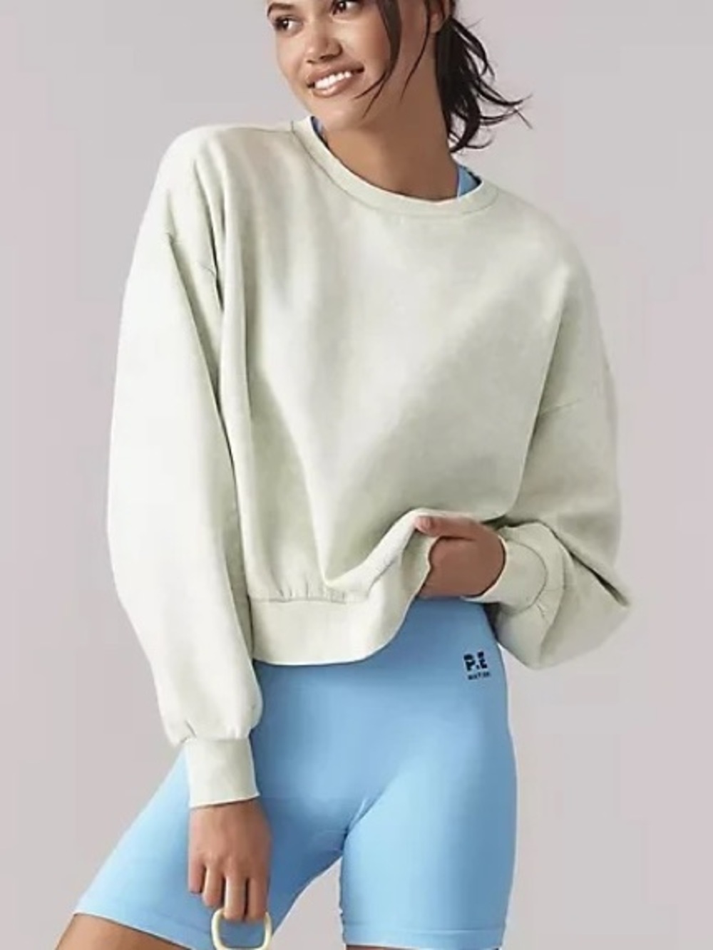 Daily Practice x Anthropologie XXS Mint Green Acid Wash Cropped Sweatshirt